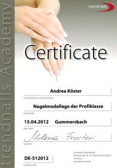 Certificat-Nagelmodellage